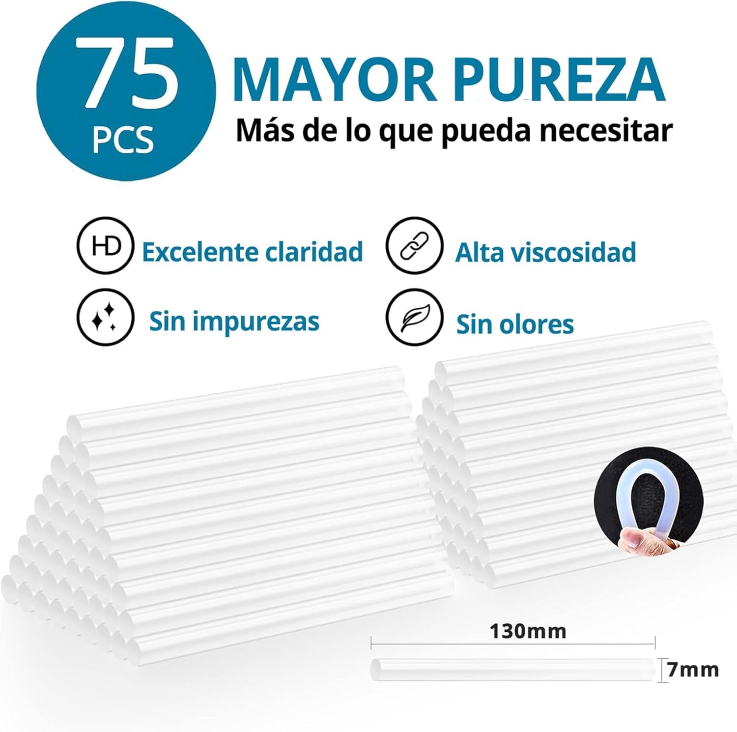 Pistola Silicona Caliente Tilswall 50W con 75pcs Pegamento Barras 7*130mm Pistola de Silicona Caliente, Pistola Silicona Manualidades Antigoteo para Arte, Reparaciones y en el hogar,Oficina y Escuela
