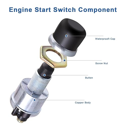 Miniatura 5 de Botón de arranque del motor Interruptor de arranque momentáneo de 12 V resistente a la intemperie Interruptor de arranque para automóvil, camión,