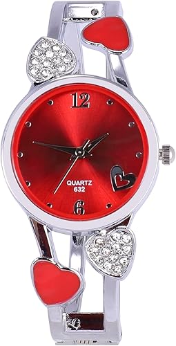 ELEOPTION Reloj de pulsera para mujer, pulsera de cuarzo con esfera redonda de diamantes de imitación, correa de acero inoxidable, con caja de reloj