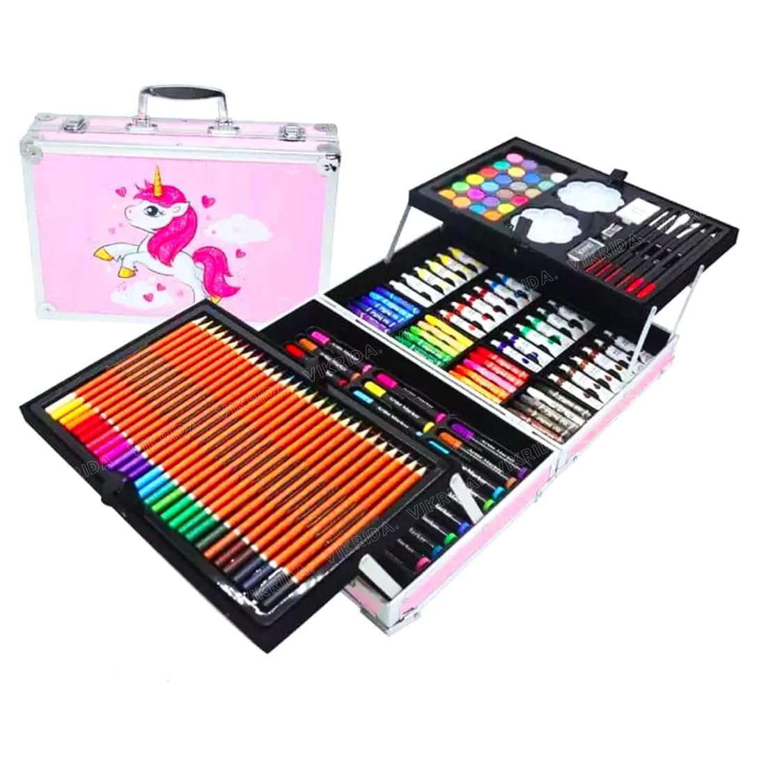 SHOPARAM Pencils and Painting Color set for Beginners & Pro Artists Drawing Art, Sketching and Colouring, 145 Pcs Pink