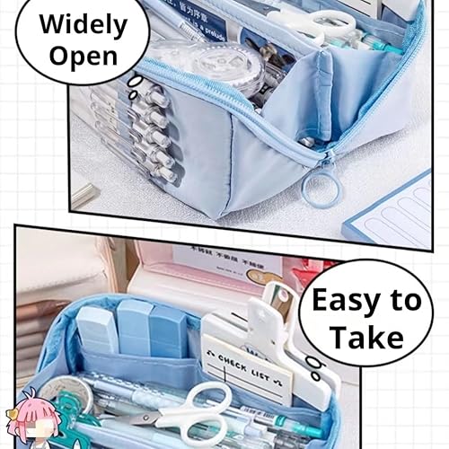 AuraGlor Estuche para lápices de gran capacidad, organizador de 8 compartimentos para bolígrafos, papelería, cosméticos, adultos, hombres, mujeres,