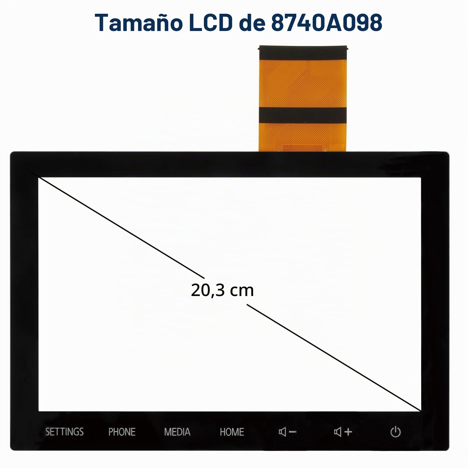Pantalla táctil para Mitsubishi Outlander 2019-2022 8 pulgadas Digitizer para Mitsubishi Outlander 2019 2020 2021 2022 NAV 8740A098 8740A103 Panel táctil de cristal (negro, sin LCD)