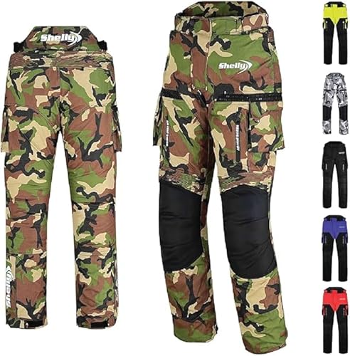 Shelly Pantalon de moto pour homme avec tissu Cordura résistant à l'eau pour course de moto, équitation et protection contre les chocs, Vert militaire, 32 W