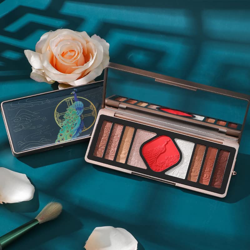 Miniatura 4 de Paleta de maquillaje de ojos, versión de alta calidad paleta de sombras de ojos de alivio de pavo real, estilo chino, sombra de ojos mate, juego de