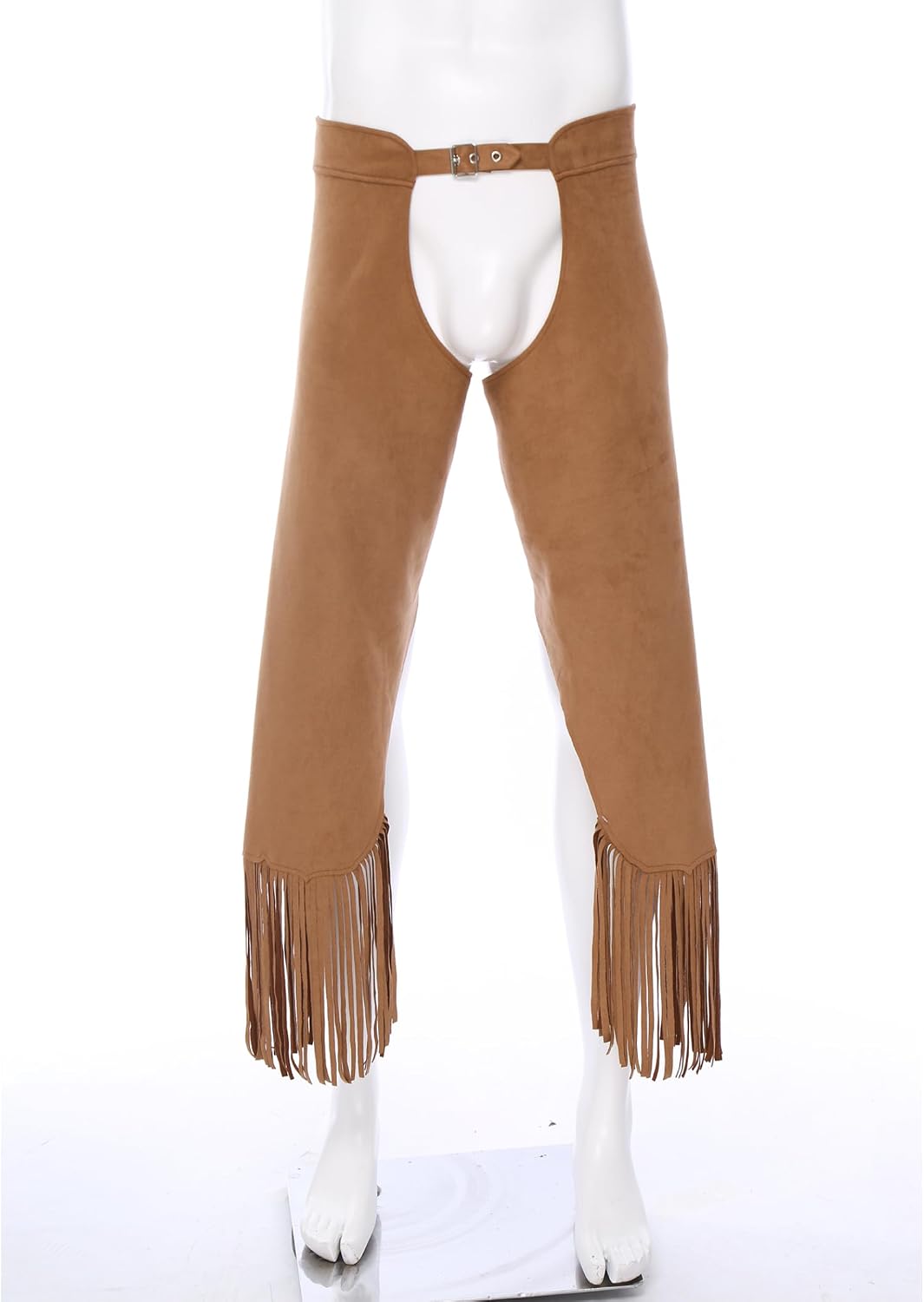 Mens Western Cowboy Chaps Pants Cutout Vintage Tassel Fringe Chaps Pants Motorcycle Trousers