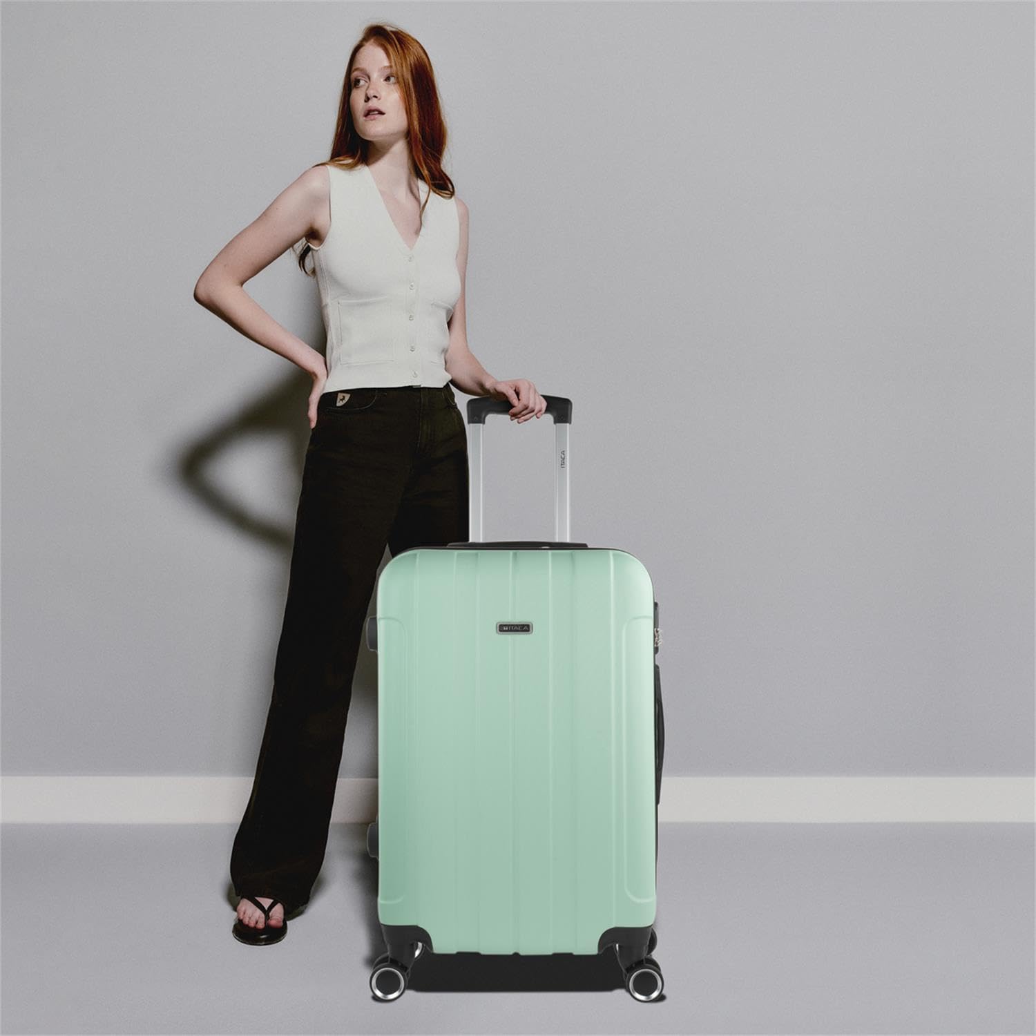 ITACA - Maleta Mediana con 4 Ruedas Giratorias para Viajes Largos Tipo Trolley Ideal como Maletas de Viaje Grandes 23 Kilos y Maleta Viaje Mediana Resistentes, Menta — view 2