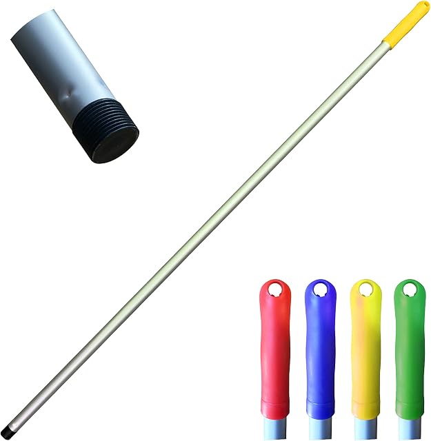 Colour Coded Mop and Broom Handle Replacement  120cm Long Aluminium Mop and Broom Handle Screw End, Interchangeable Handle That Fits Most Broom and Mop Head Mop Handle Only (Yellow)