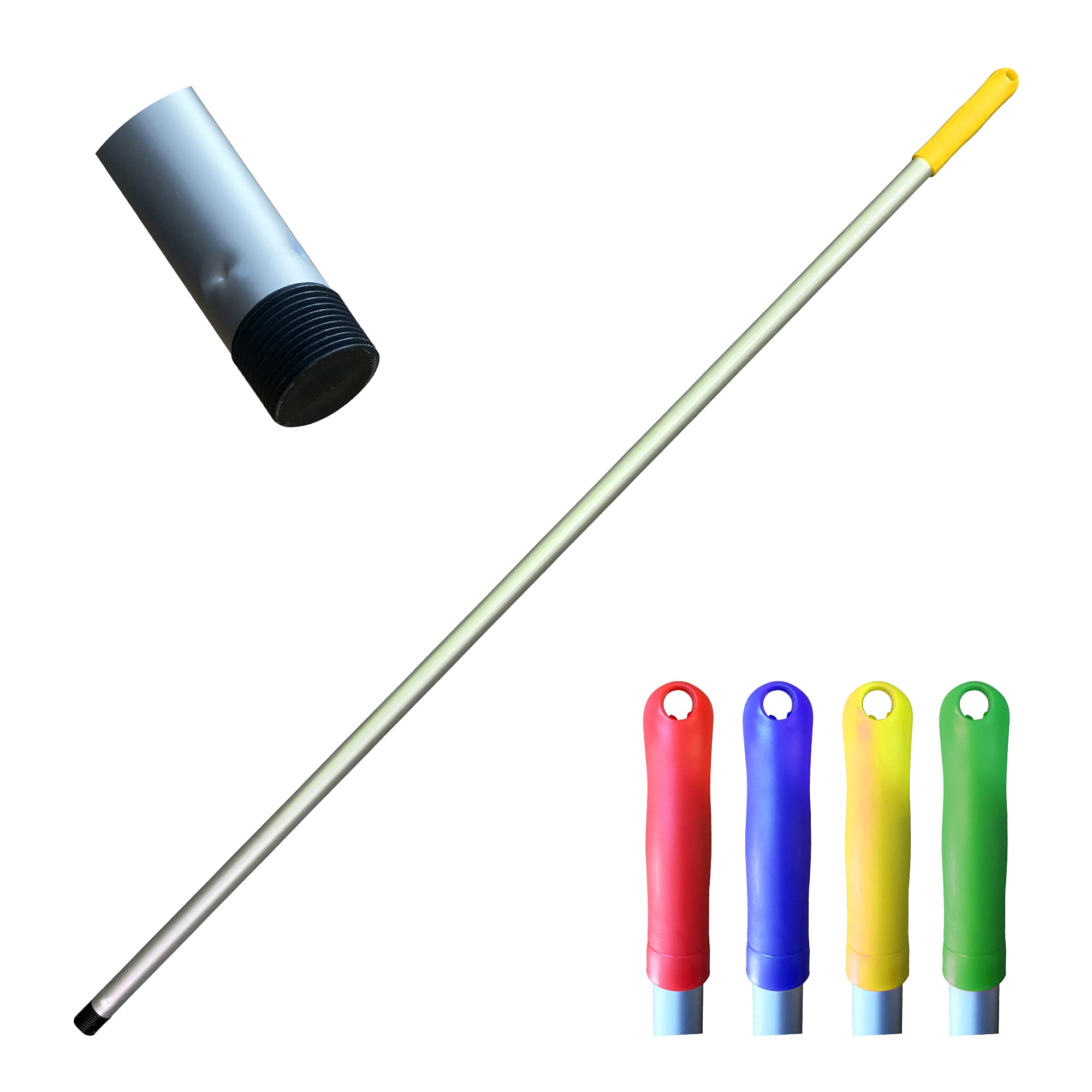 Tdbs The Dustpan And Brush Store Yellow Colour Coded Mop And Broom Handle Replacement – 120Cm Long Aluminium Mop And Broom Handle Screw End, Interchangeable That Fits Most Brush And Head (Yellow)