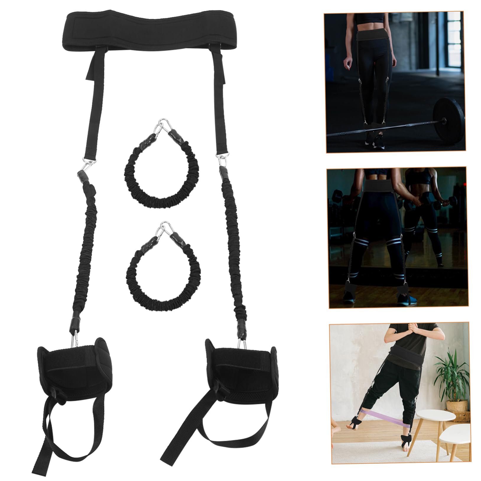 WOONEKY Widerstandsband Set mit Knöchel und Taillenriemen Elastische Trainingsbänder für Bein und Gesäßkräftigung Wiederverwendbar für Sprung und Krafttraining zu Hause Fitnessstudio