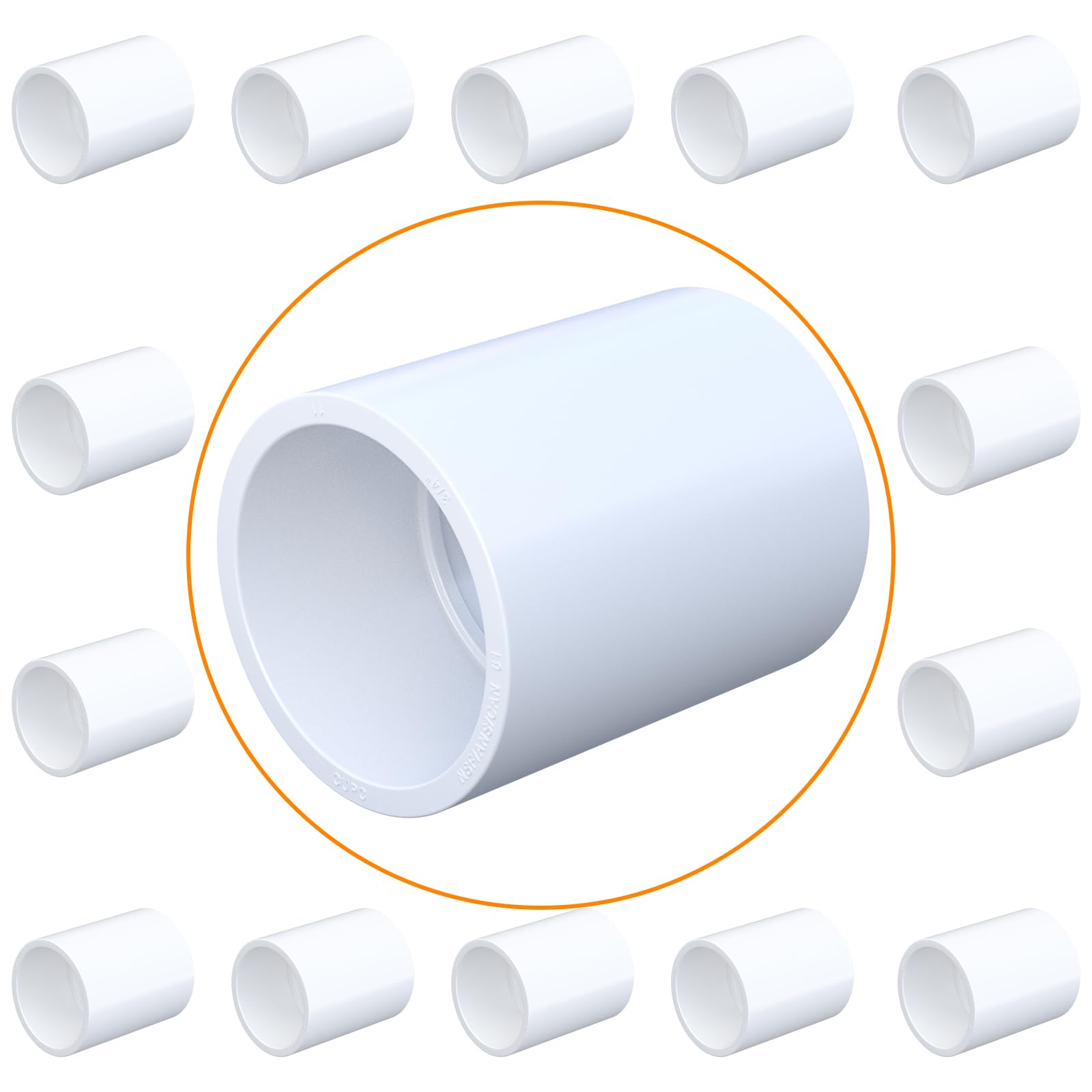 mychoiii 20 Pack White 3/4 inch PVC Pipe Coupling Adapter Pipe Fitting Connector, Socket x Socket, Furniture Build Grade SCH40 PVC Pipe Slip Socket Connectors for Home or Industrial Use