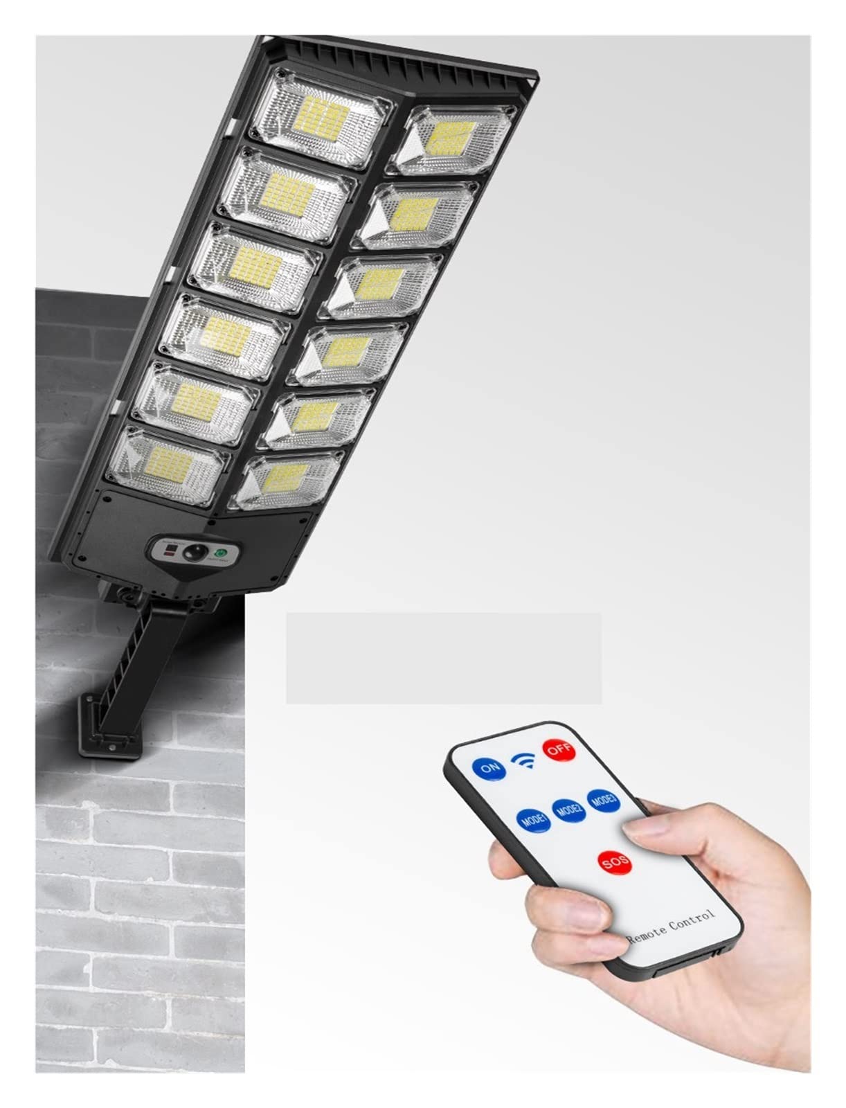 Lampy Solarne Zewnątrz, Zewnętrzne lampy słoneczne Pilot 12000 lumenów 504 Lampa ogrodowa LED Lampy na panele słoneczne Wodoodporny czujnik ruchu Lampy uliczne,Do ogrodu, ulicy, werandy(336LEDs 3000m