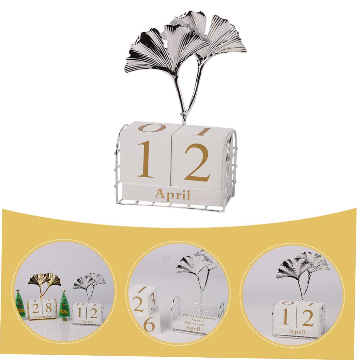 Tofficu 4 Stück Ginkgo-blatt-tischkalender Stehender Blockkalender Standkalender Countdown- Desktop-ornament Dekoration Tischdekoration Für Weihnachten Holz