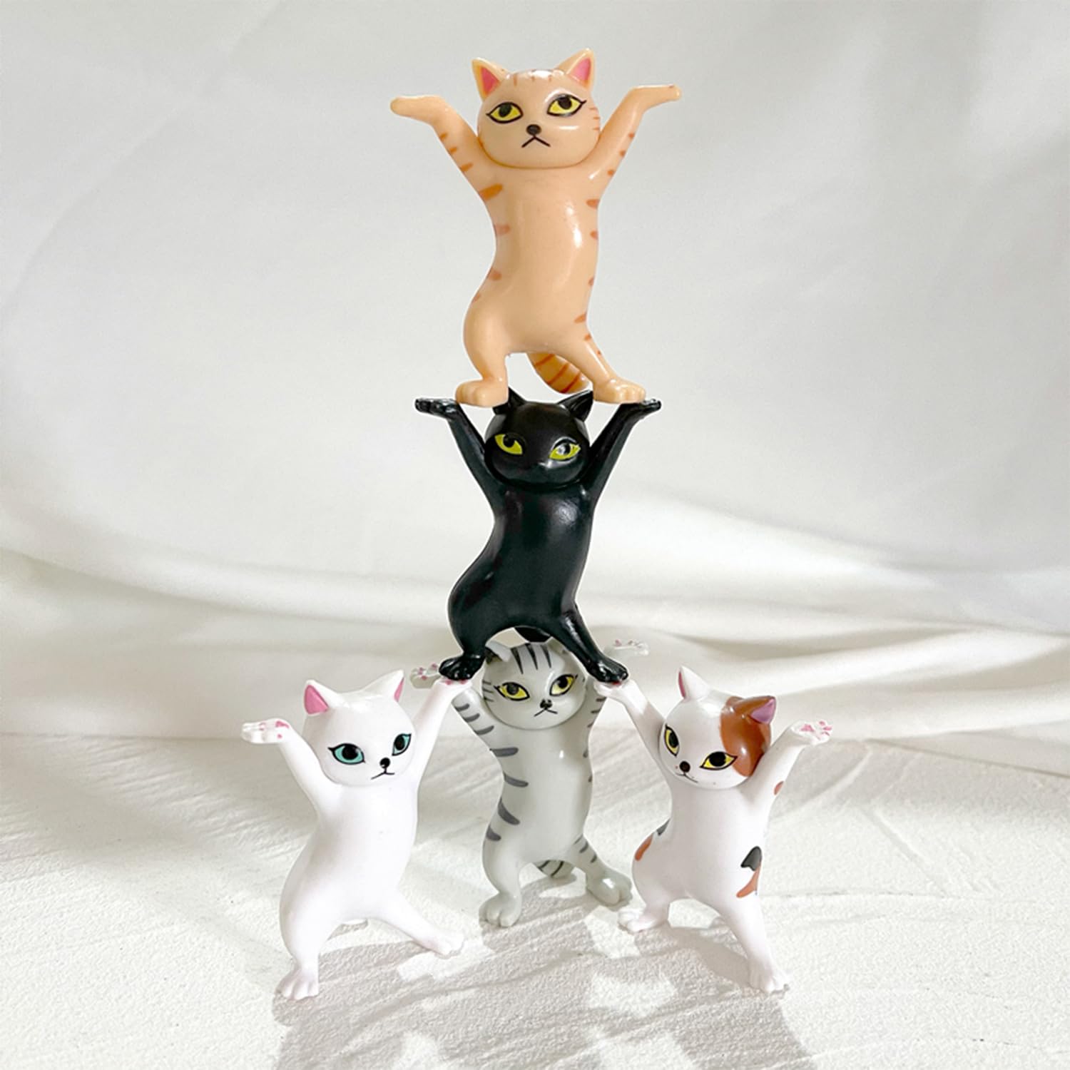 5 Piezas Divertido Gato Portalápices Baile Gato Figura Gato Auriculares Gato Soporte Sin Ataúd