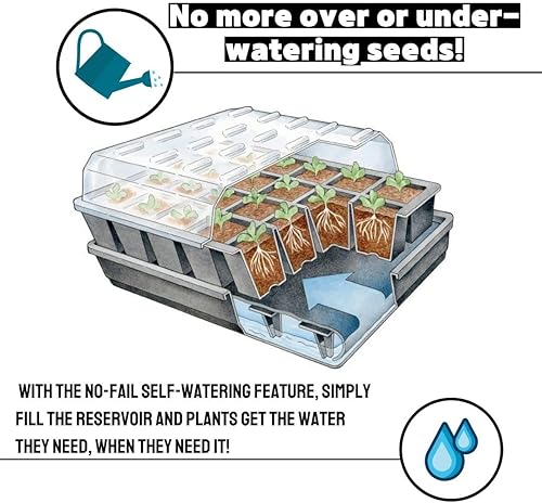 Miniatura 5 de Gardeners Supply Company - Juego de iniciación de semillas  Mini kit de jardinería de invernadero orgánico de riego automático GrowEase con mezcla