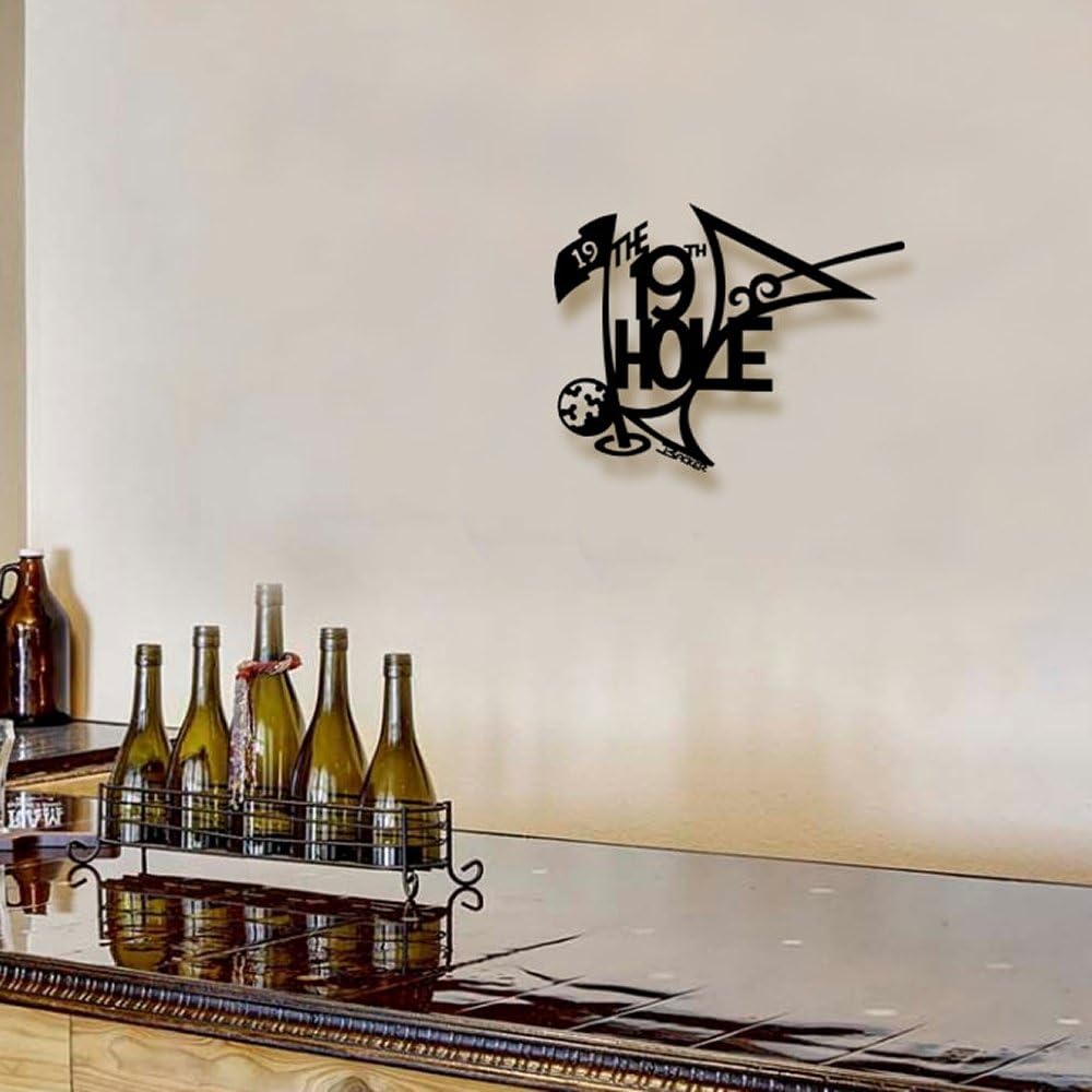 19th Hole Black Golf Metal Wall Art, Metal Wall Decor, Metal Wall Sculpture