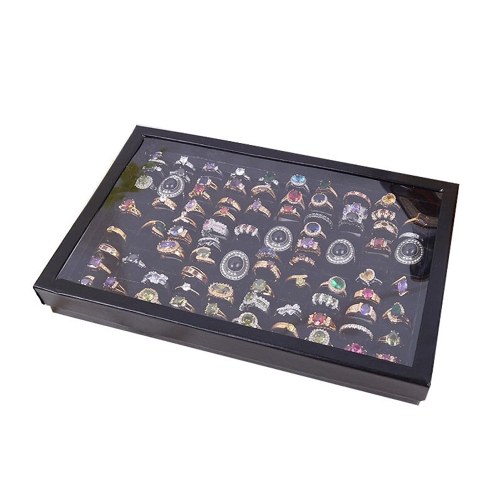 DNCG Caja organizadora de joyas, caja expositora de anillos de esponja, estuche protector de cartón for almacenamiento de joyas, escaparate, anillo, gemelos, bandeja de joyería