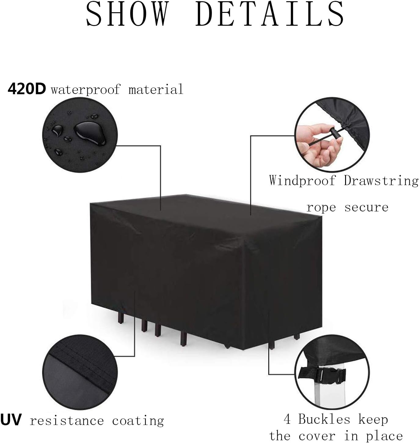 Rectangle Patio Furniture Covers 31×31×28inch, Outdoor Table Cover Waterproof Square, Garden Furniture Covers Large 420D, Breathable Oxford Fabric Snowproof Wind-Proof