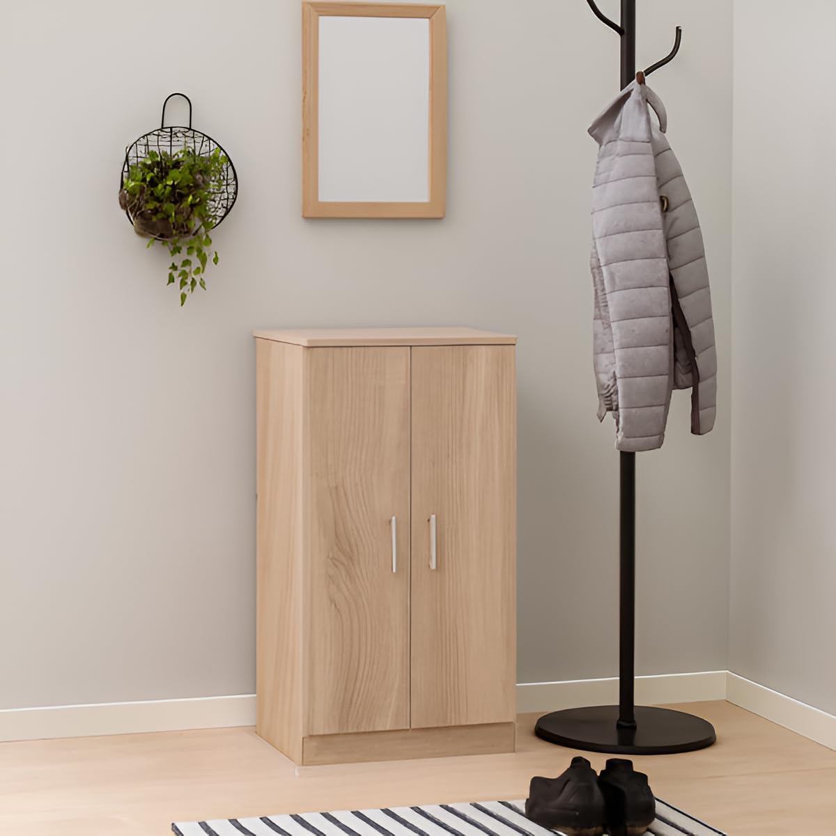 Bissolo Casa Scarpiera Salvaspazio Slim a 2 Ante, Armadio Multiuso in Melamina Rovere con 6 Ripiani, Mobile Ingresso per Casa e Cucina, Armadio per Camera da Letto e Bagno, 55x36x108 cm