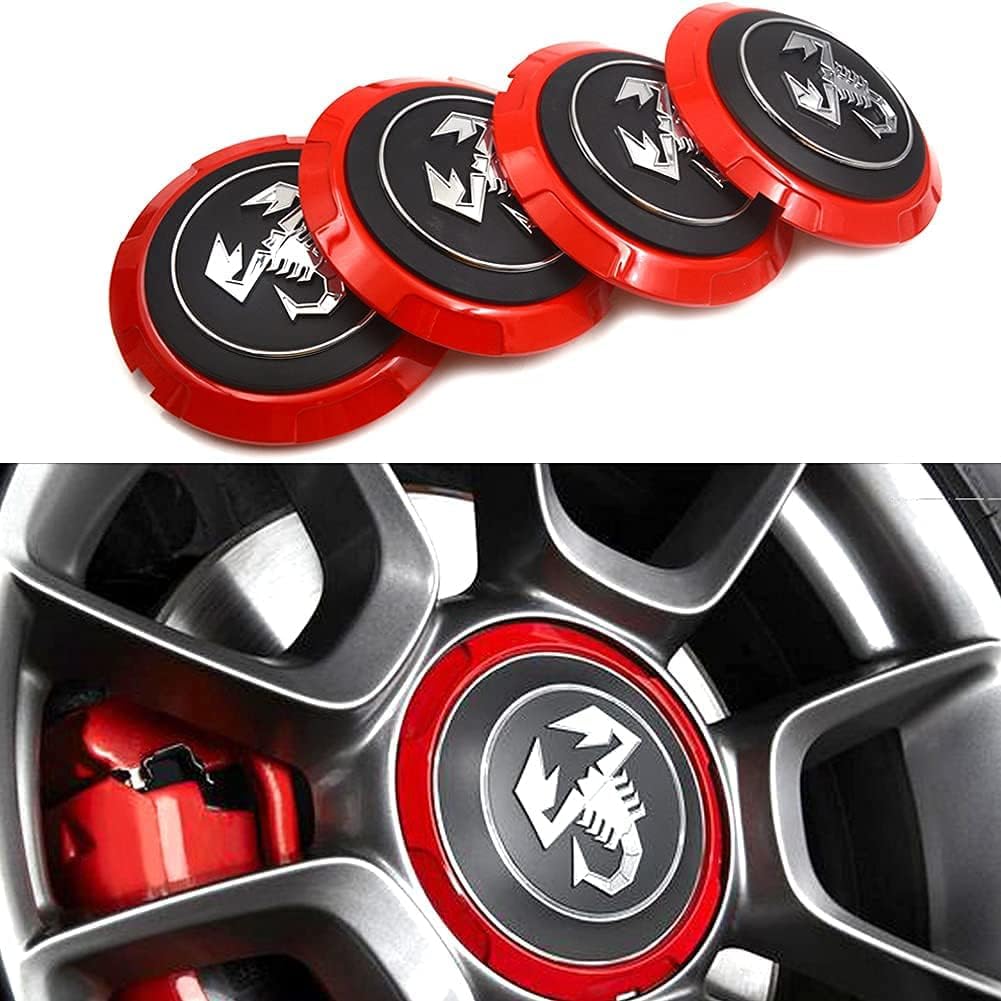 Lot De 4 Cache Moyeux 60mm Pour Fiat Abarth 500 595 1100 Stilo Ducato - Capuchons De Roue Noirs