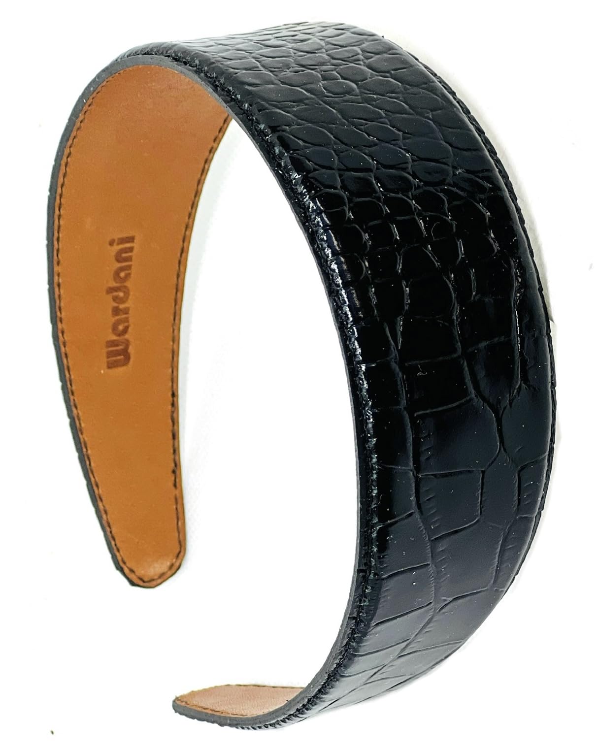 Wardani 4 7 Cm Calf leather headband stitched edges Leather look like crocodile made of calfskin 1 3