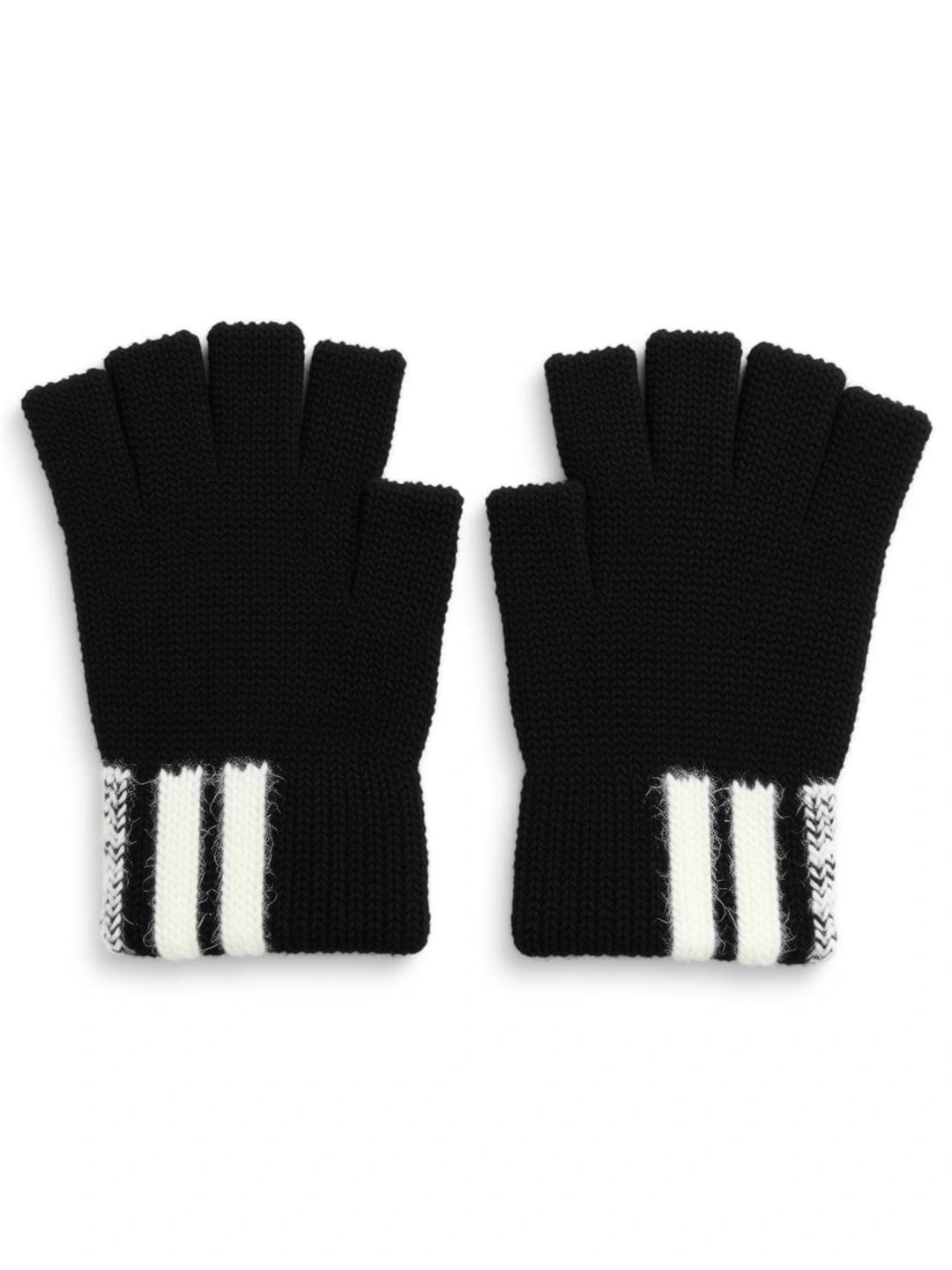 Amazon Brand - Nora Nico Acrowool Fingerless Gloves for Men & Women – Cozy Knit Half Finger Winter Gloves, Unisex Fashion Accessory-Black 2