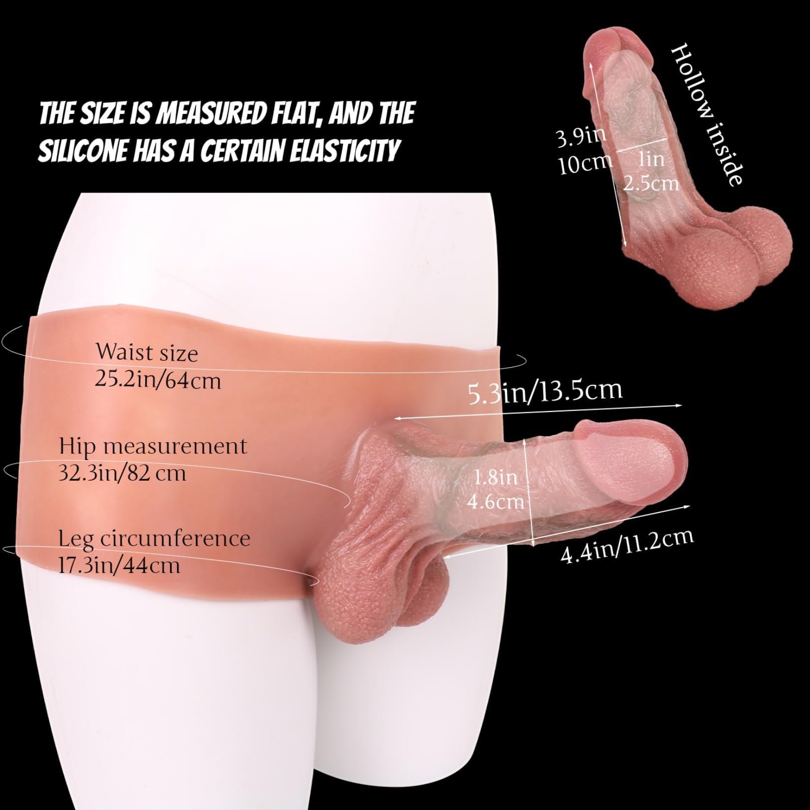 Panties in silicone con dildo vuoto 5in, slip elastico per uomo, cinturino in pelle, accessorio da indossare per giochi erotici, compatibile con cinturini e dildo