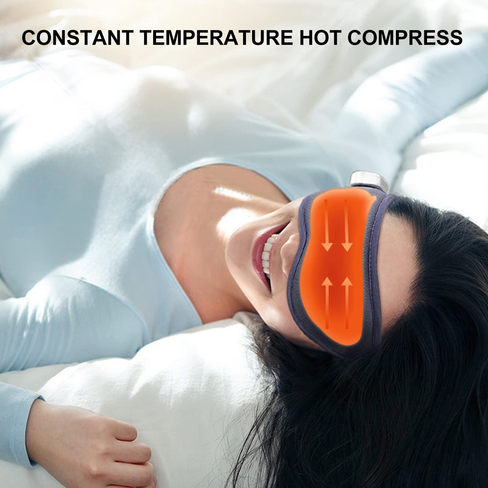 Masseur Oculaire avec Chaleur et Refroidissement, Soulagement de la Fatigue Améliorant le Sommeil Masseur Oculaire Chauffant Vibrant Rechargeable pour Migraines Yeux Secs Cernes