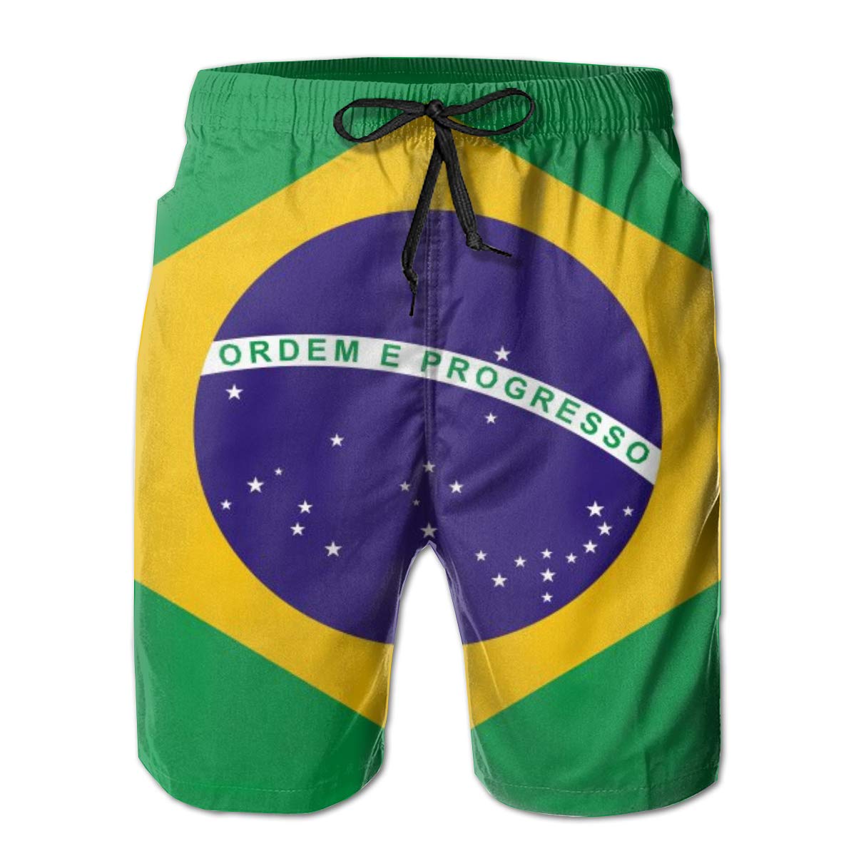 Djngn Men's As Pic Brazil Flag Swim Trunks Water Beach Shorts With Pockets