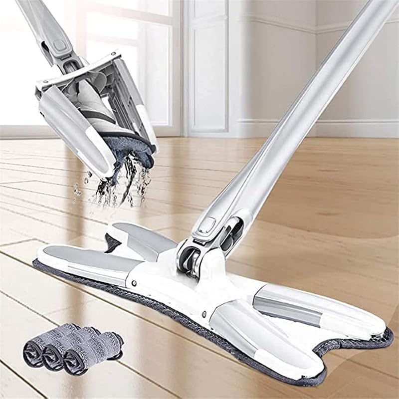 Image of Drumstone (10 Years Warranty) X-Type Microfiber Mop for Floor Cleaning, Hand-Free Wash Self Wringing Flat Mop, 360 Degree Dry /Wet Mop for Home Kitchen Hardwood Laminate Wood Tile Floors