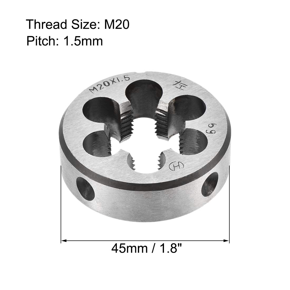 uxcell M20 X 1.5 Metric Round Die, Machine Thread Left Hand Threading Die, Alloy Tool Steel Screw Thread Cutting Die — Amazon image 2