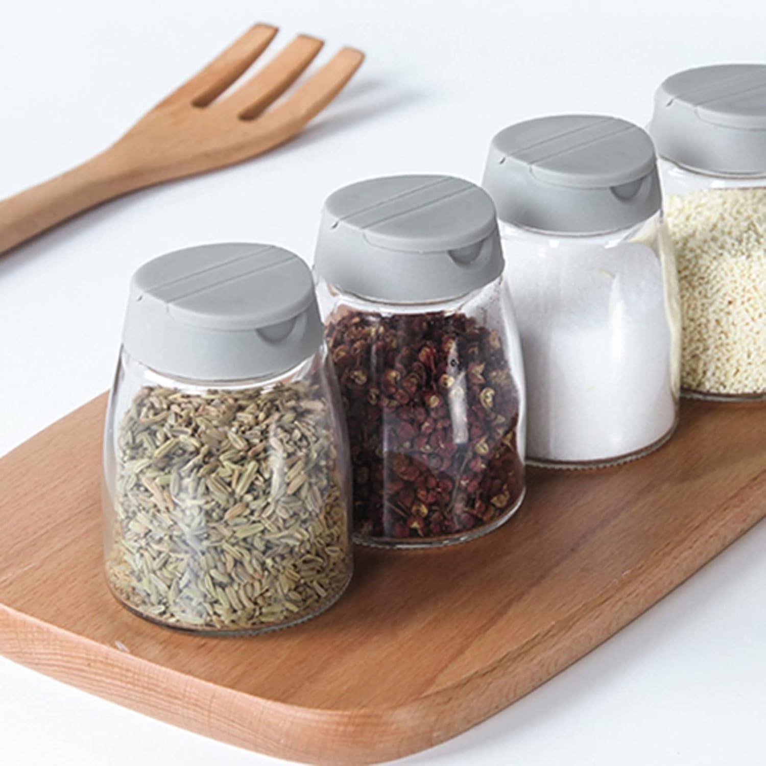 Spice boxs Double Opening Seasoning BottleSpice Bottles,Suitable for Kitchen Storing Spice Powders Dry Goods Peanut（Black, White, Gray）(Black)