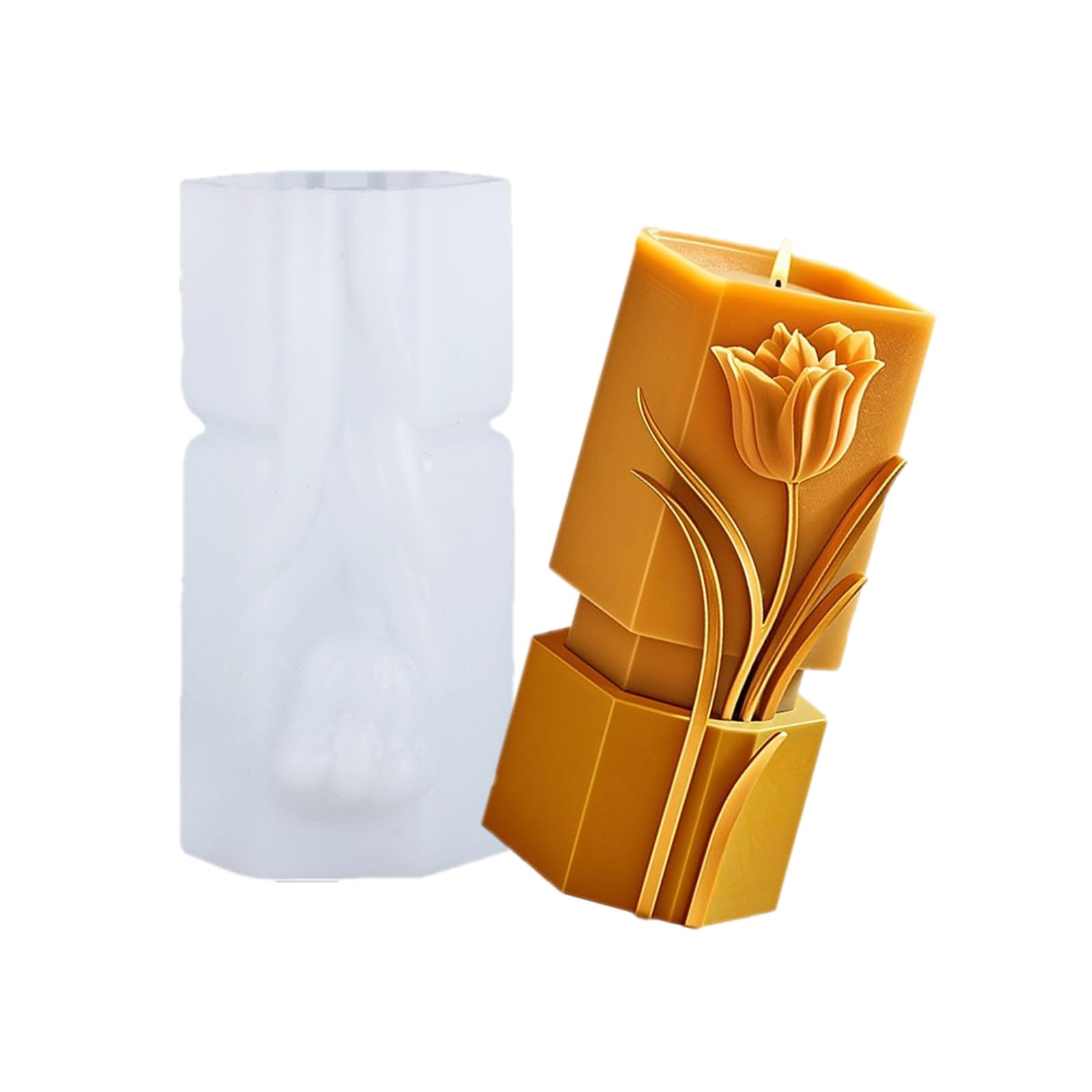 NEWFT Cylinder Shape Silicone Molds for Making Soap Gypsum Decoration Silicone Pillar Molds for Epoxy Resin Flower Shape Mold