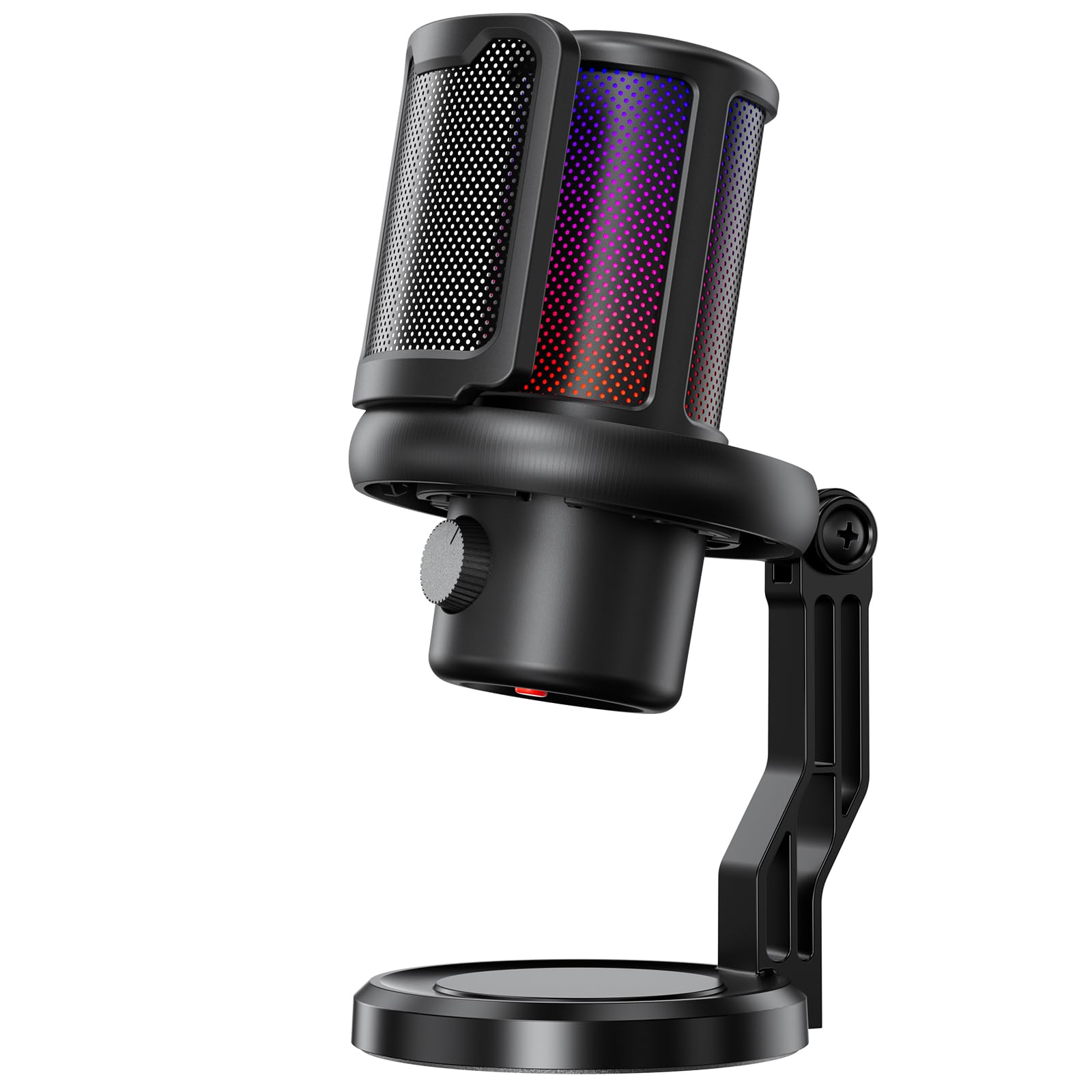 K KASONIC Mikrofon Gamingowy z Oświetleniem RGB, USB Mikrofon Pojemnościowy z Filtrem Pop dla PC, Szybkie Wyciszenie i Redukcja Szumów, Zestaw Mikrofonu Biurkowego dla PS4/5