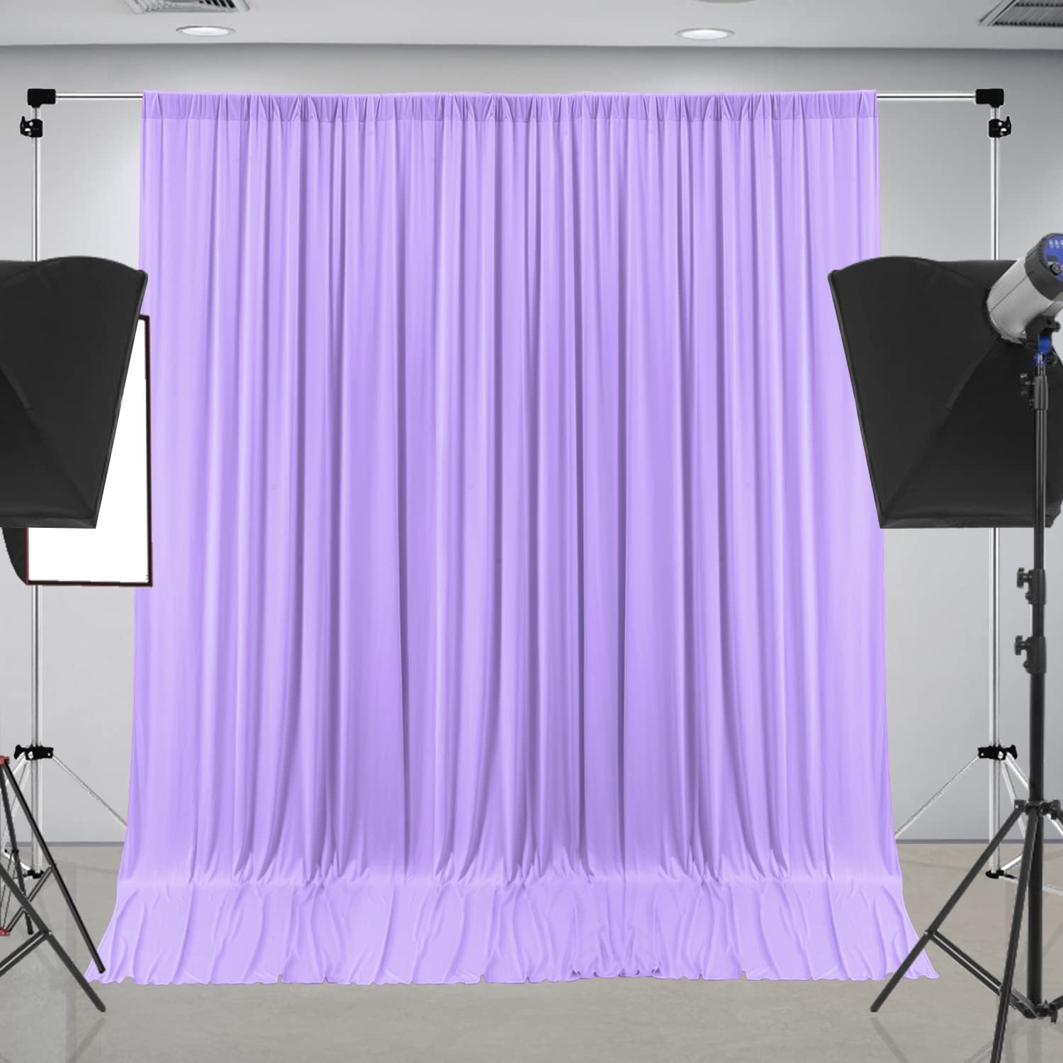 10 ft x 8 ft Wrinkle Free Lavender Backdrop Curtain Panels, Polyester Photography Backdrop Drapes, Wedding Party Home Decoration Supplies