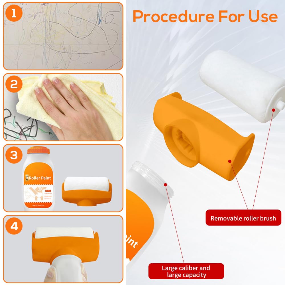 Muur Roller Borstel Set Tool, 500 g Muur Reparatie Verfroller, Geurloze Witte Reparatie Verf Muur Patching Watergedragen voor Buitenmuur, Badkamer