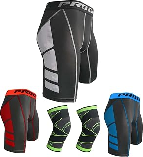 Rivccku Men's Compression Shorts Cool Dry Sports Tights Sports Undershorts Running Base Layer Shorts 5 Pack