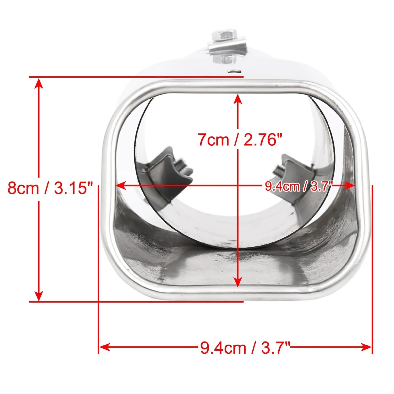 Terminale Tubo Coda Terminale Di Scarico Per Auto, Universale In Acciaio Inox Cromato, Diametro Uscita Quadrata 1 3/4"-2 3/8"