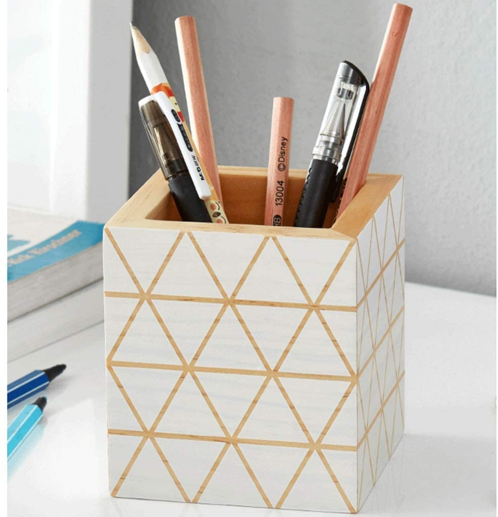 Pot Crayon Porte Stylo Triangle Géométrique Porte-stylo Créatif Porte-crayon En Bois Multifonction Papeterie De Papeterie De Bureau Rangée Conteneur De Bureau Fournitures Range Stylo Organiseur de Bur