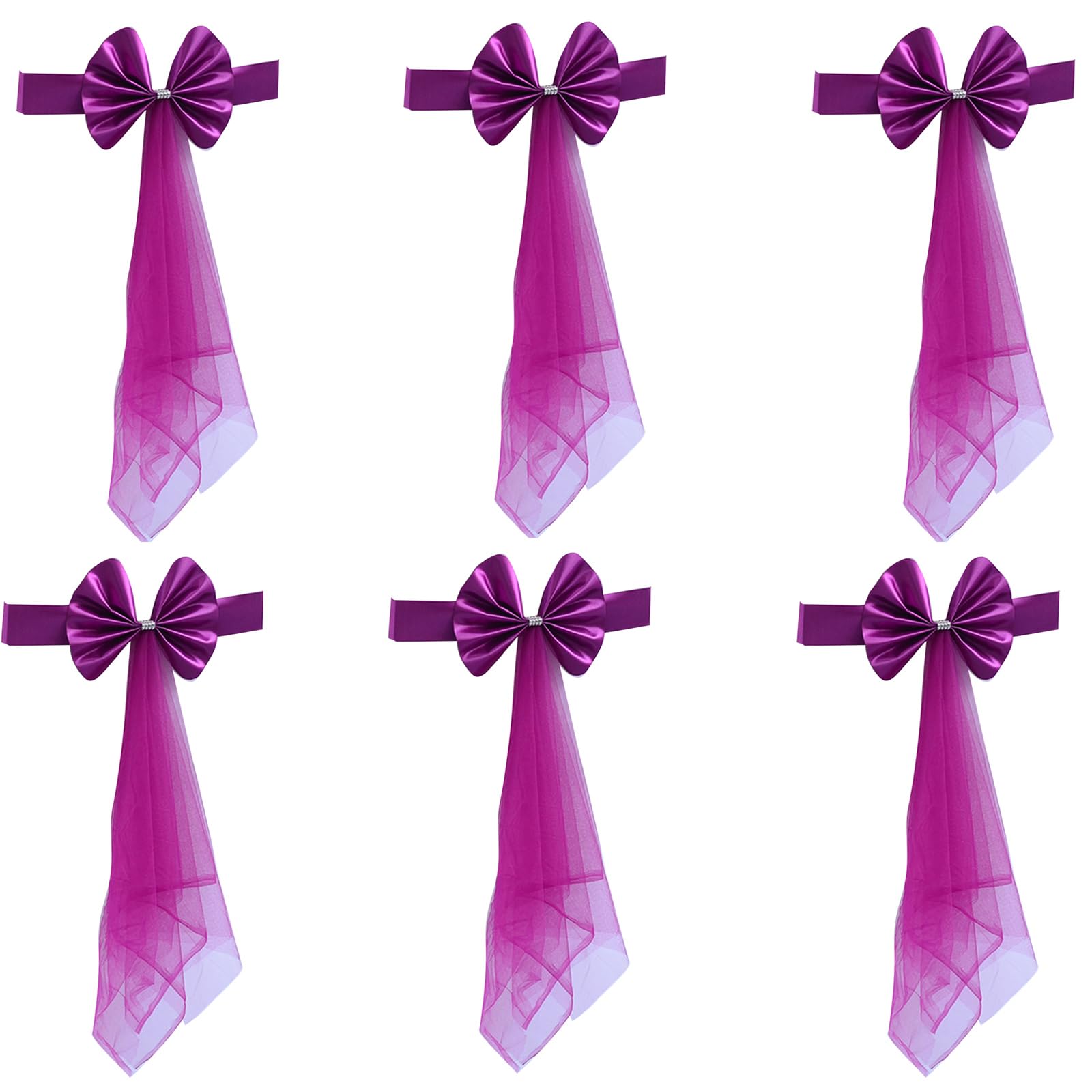 Hsioluted 6pcs Elastic Chair Ties Spandex Chair Sashes Bows Stretchable Sashes Bows for Reception and Ceremony Decorations