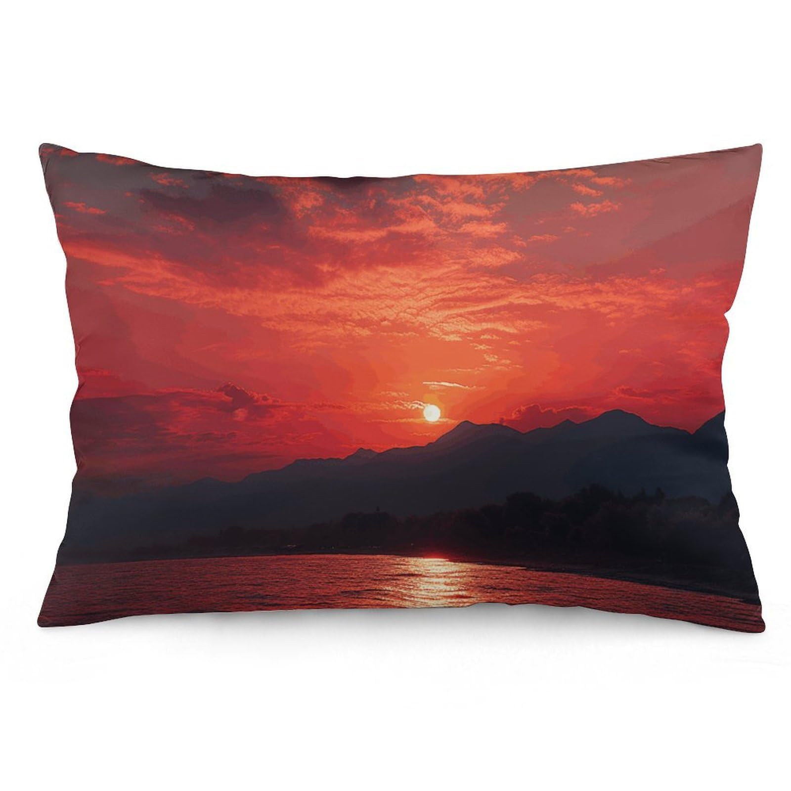 2 Pack Pillow Cases for Hair and Skin, Soft Breathable Pillow Case Covers with Hidden Zipper, Fiery Red Sunset Pillowcase 20"x30" Pillow Covers for Sleeping Gift