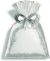 Saco Para Presente Cromus Embalagens com Acabamento Metalizado na Cor Prata 20x29 cm com 50 Unidades