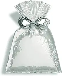 Saco Para Presente Cromus Embalagens com Acabamento Metalizado na Cor Prata 20x29 cm com 50 Unidades