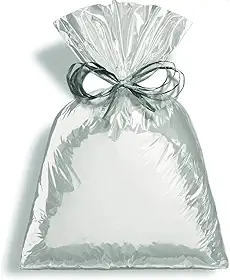 Saco Para Presente Cromus Embalagens com Acabamento Metalizado na Cor Prata 20x29 cm com 50 Unidades
