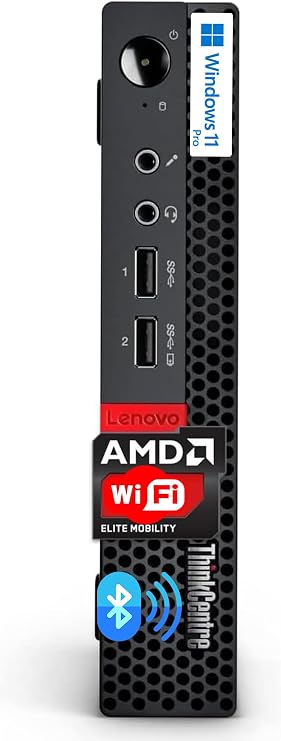 Lenovo ThinkCentre Micro Desktop, 16GB DDR4 RAM, 1TB SSD Drive, AMD Processor & Graphics, Dual-Display Support, Wi-Fi, Bluetooth, USB, RJ-45, Windows 11 Pro, Business-Grade, Home-Friendly