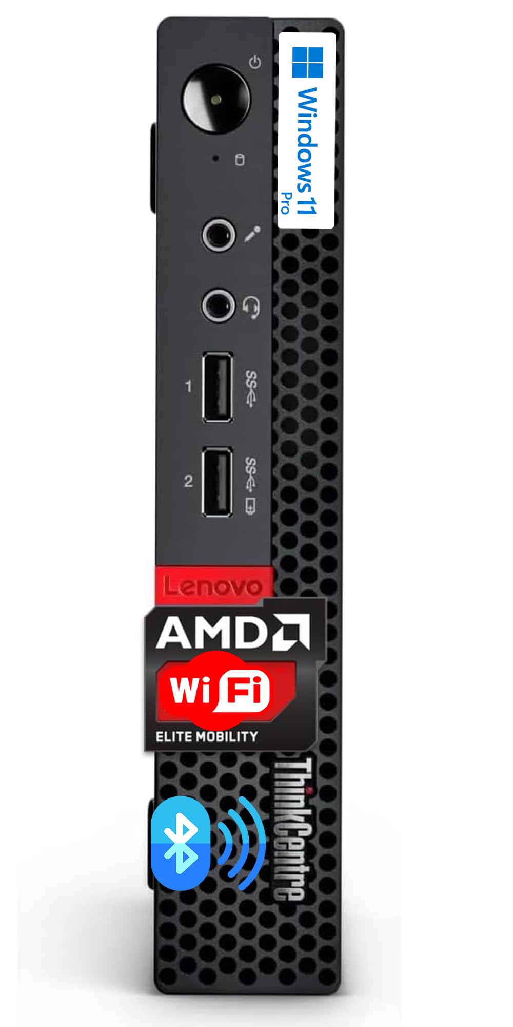 Lenovo ThinkCentre Micro Desktop, 16GB DDR4 RAM, 1TB SSD Drive, AMD Processor & Graphics, Dual-Display Support, Wi-Fi, Bluetooth, USB, RJ-45, Windows 11 Pro, Business-Grade, Home-Friendly
