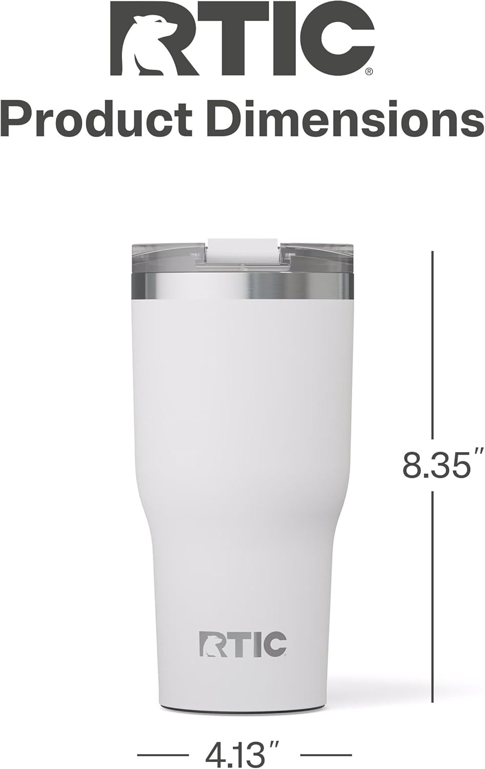 RTIC 30oz Essential Tumbler with Lid, Ceramic Lined, Insulated, Stainless Steel, Metal, Double Wall Vacuum-Insulation, Travel Cup for Iced Coffee, Tea, Hot and Cold Drink, White - Image 5