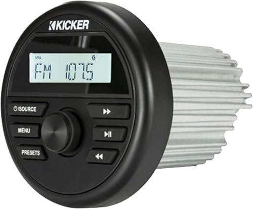 Miniatura 2 de Kicker Paquete de receptor estéreo USB Bluetooth estilo marino para todo tipo de clima con (cantidad 2) altavoces LED marinos coaxiales de 6.5