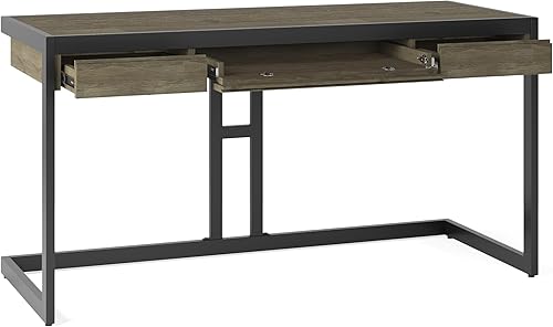 Miniatura 19 de SIMPLIHOME Erina Desk - Escritorio de madera maciza de acacia y metal de 60 pulgadas de ancho en color marrón carbón envejecido, mesa industrial
