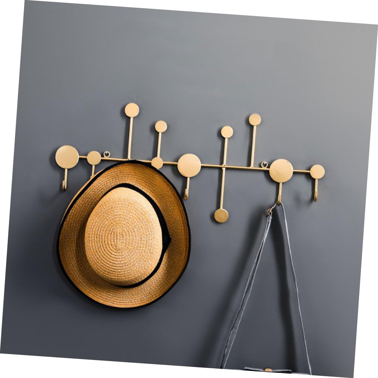 Zerodeko Dorado Gancho de Pared sin Perforaciones 6 Ganchos, de Hierro