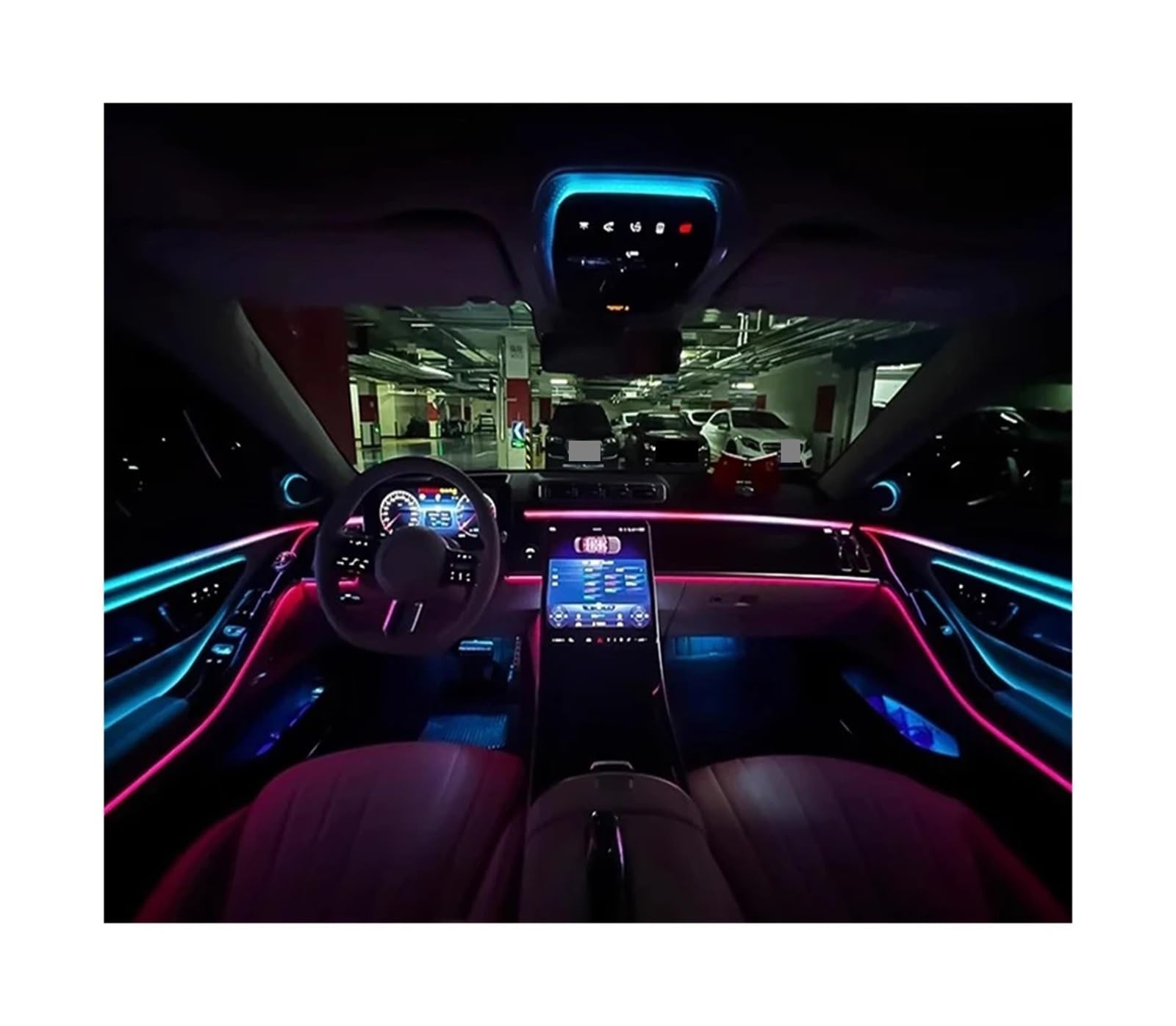 64 Colour Active Ambient Light Compatible with Mercedes-Benz W223 S-Class S400 S450 S480 Compatible with S500 2021-2023 LED Decorative Lights Refit(Long Wheelbase)